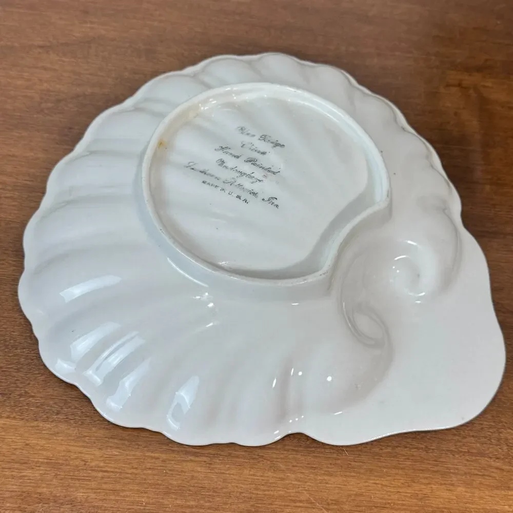 Blue Ridge Pottery Shell Relish Dish Floral Hand Painted Southern Potteries USA